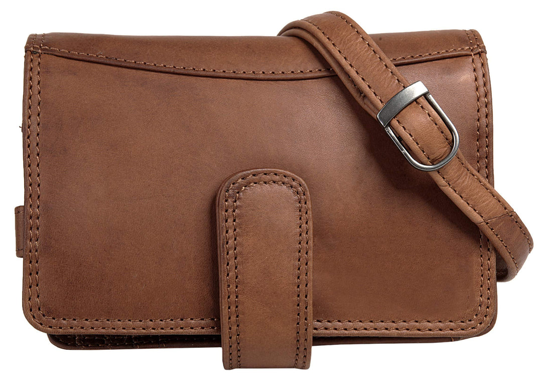 Cluty Umhängetasche echt Leder Damen - 019335 Cognac, Cognac