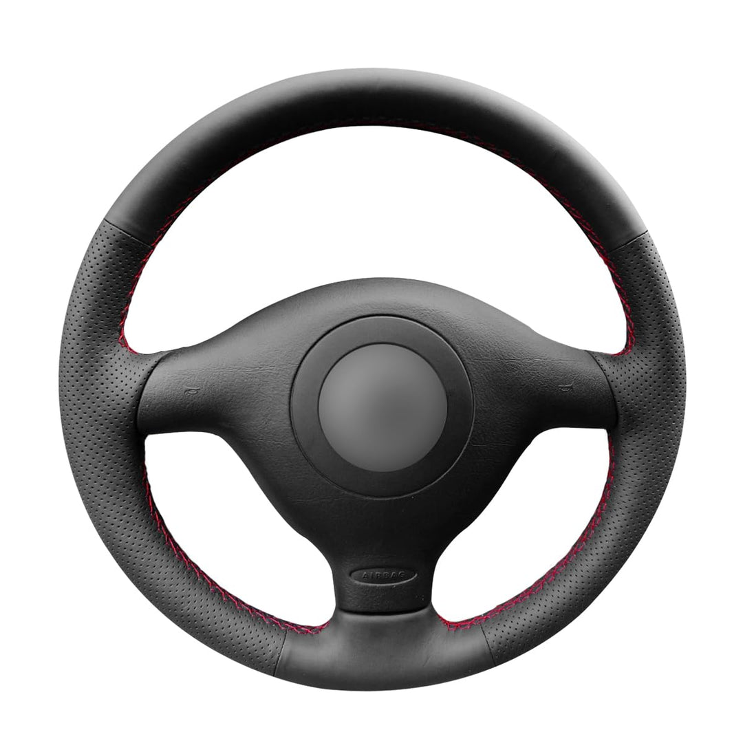 MEWANT Stitch Schwarzer Echtes Leder Lenkradbezug für Passat B5 für Golf 4 (IV) für Bora für Sharan