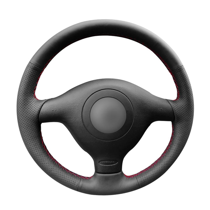 MEWANT Stitch Schwarzer Echtes Leder Lenkradbezug für Passat B5 für Golf 4 (IV) für Bora für Sharan
