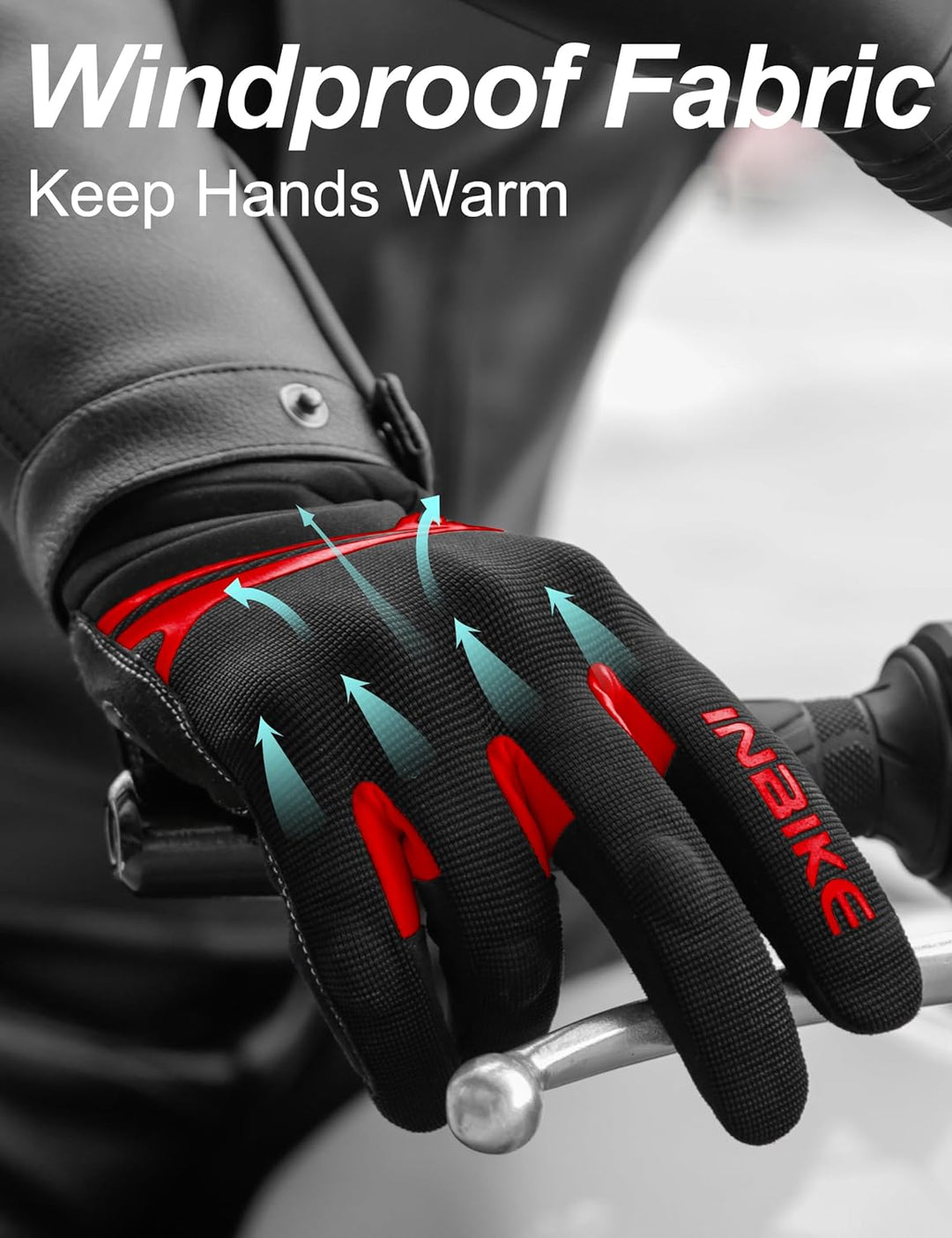 INBIKE Winter Motorradhandschuhe Wasserdicht Warm Winddicht mit Harter Schutz Motocross Motorrad Han