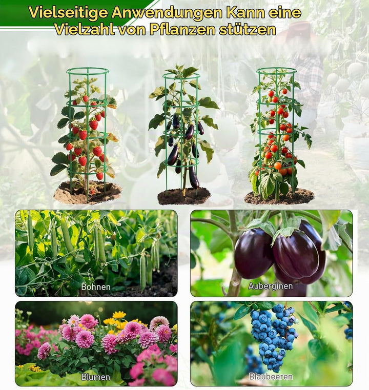 Tomaten Rankhilfe 20er Set, 1 Ringe D x H: 20 x 16 cm Gurken Rankhilfe Mit Verstellbarer Höhe, Pflan