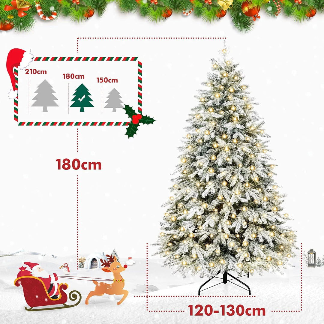 Yorbay Künstlicher Weihnachtsbaum mit Beleuchtung Weiss Schneeflocken LED Tannenbaum für Weihnachten