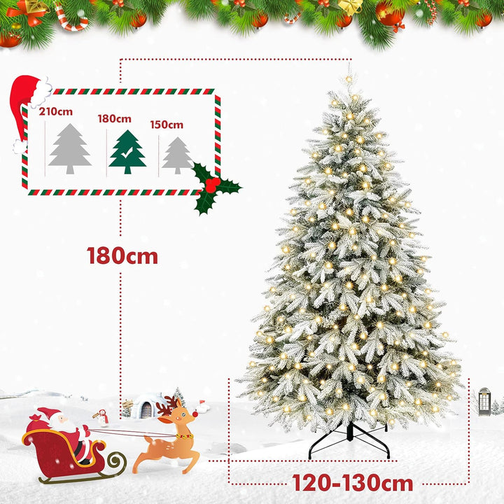 Yorbay Künstlicher Weihnachtsbaum mit Beleuchtung Weiss Schneeflocken LED Tannenbaum für Weihnachten