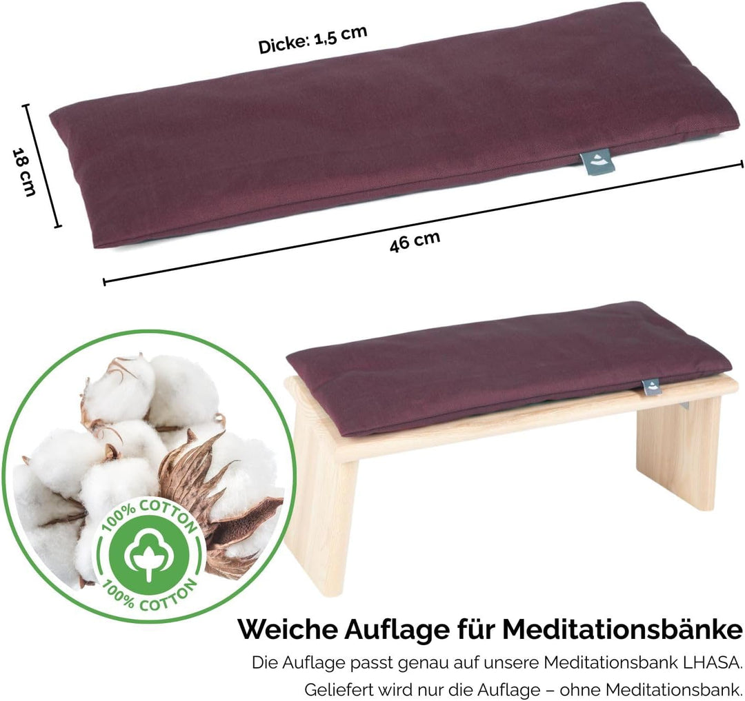 Bodhi Meditationsbank Auflage | Sitzauflage aus Baumwolle | Bequeme & Weiche Polsterung | Sitzunterl
