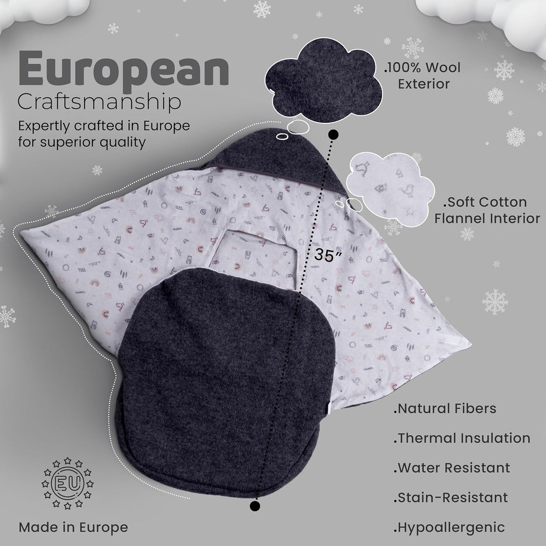 Swaddyl WOLLWALK Einschlagdecke Babyschale - Baby Fusssack - Maxi-Cosi Decke - Einschlagdecken für K
