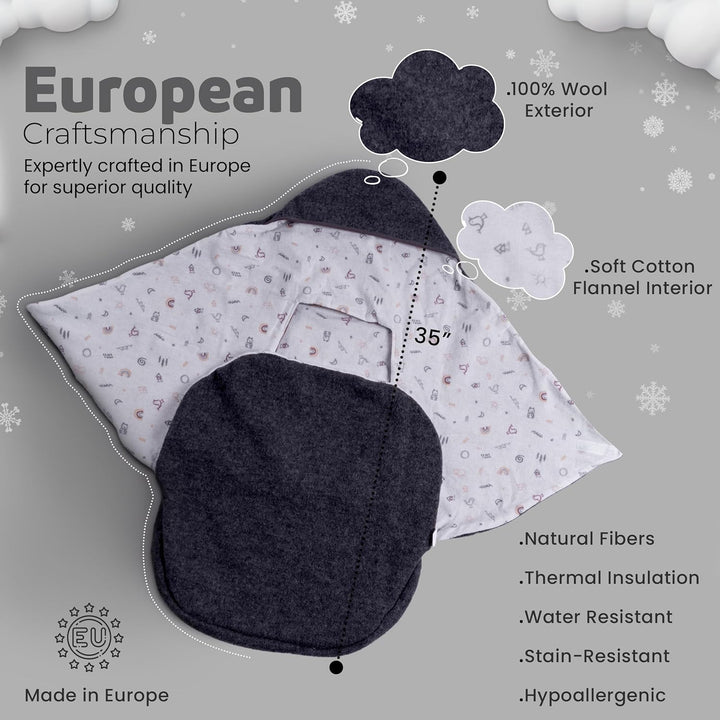 Swaddyl WOLLWALK Einschlagdecke Babyschale - Baby Fusssack - Maxi-Cosi Decke - Einschlagdecken für K