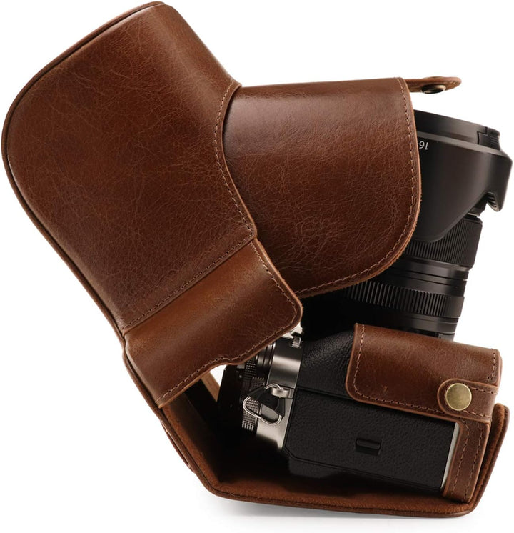 MegaGear Ever Ready MG1922 Kameratasche aus Echtleder, kompatibel mit Fujifilm X-T4 (XF16-80 mm), Br