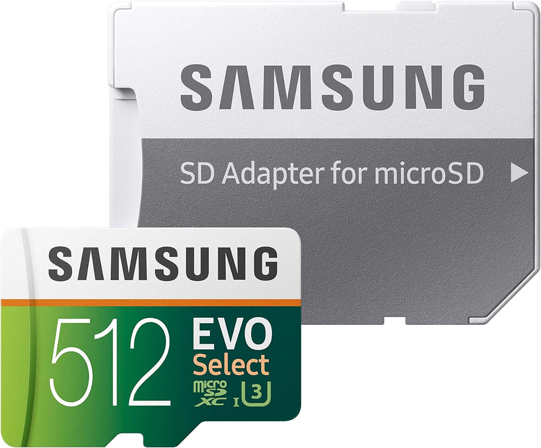 Samsung EVO Select microSD-Karte, 512 GB, 100 MB/s und 90 MB/s, Speicherkarte für Full HD & 4K UHD,