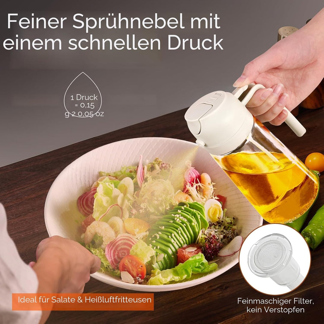 YARRAMATE 2 Stück 2 In 1 Sprühgerät für Speiseöl, 470 Ml Sprühflasche, Lebensmittelecht, Speiseölspr