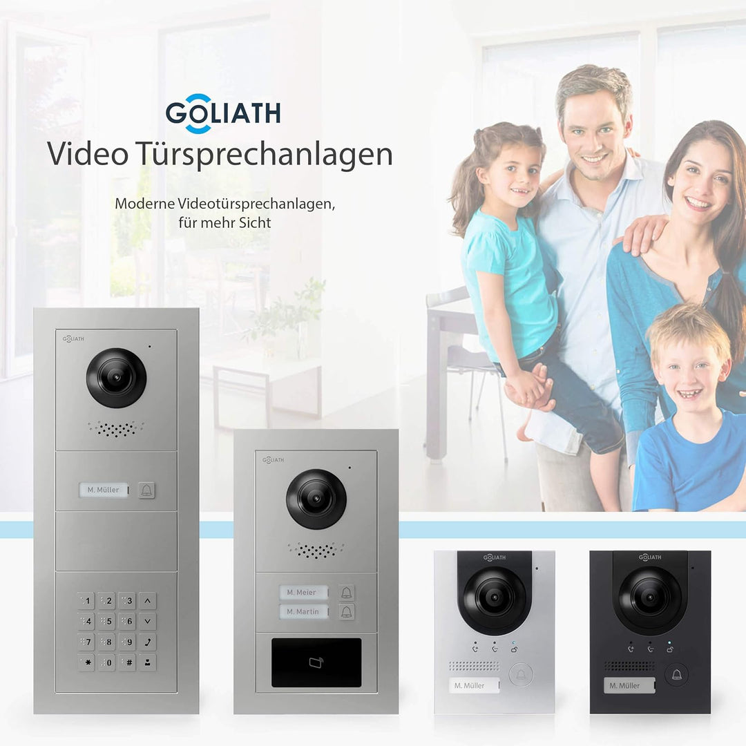 GOLIATH Full-HD Video Türsprechanlage, Aufputz Türstation in Anthrazit, 1 Familienhaus Set, Touchscr