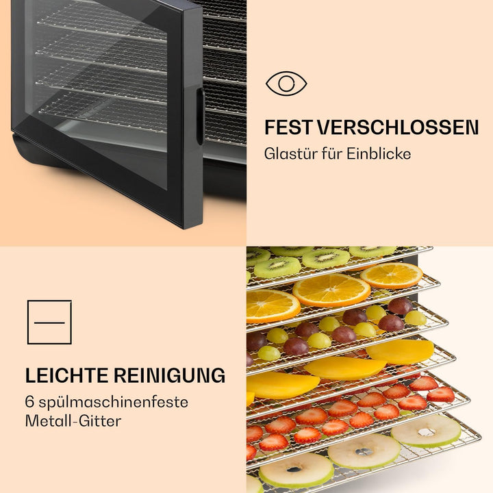 Klarstein Arizona Jerky Dörrautomat - Dörrgerät, Dehydrator, trocknet Obst, Fleisch und Früchte, 500
