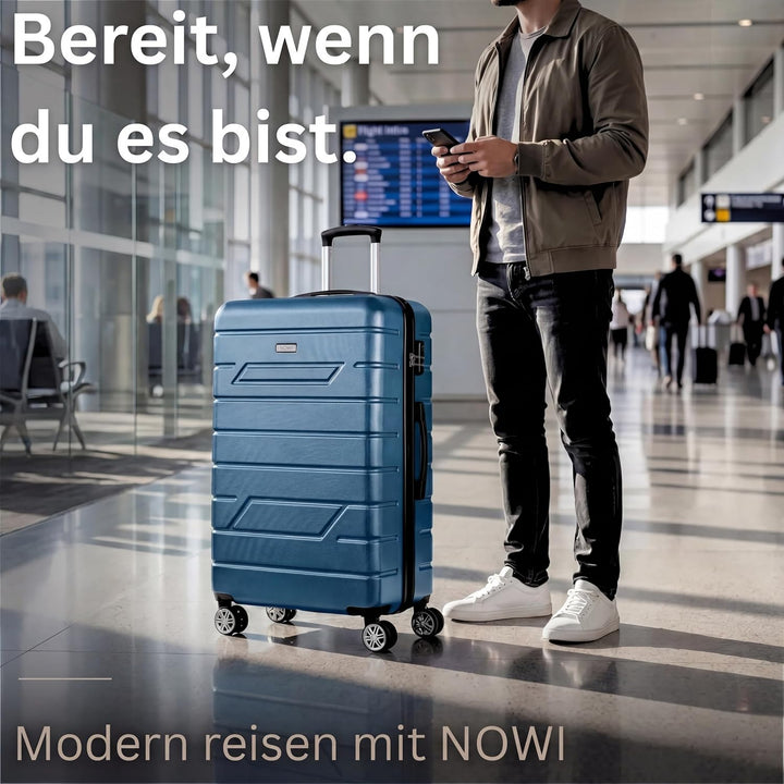 NOWI Hartschalenkoffer XL Gross - 100L Volumen - 158cm Gurtmass - 8 Rollen 360° drehbar - Leichter K