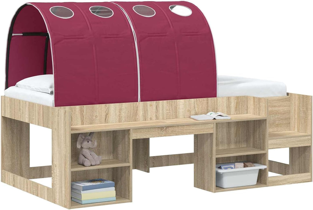 Bettunnel 2er Set Rot aus Polyester für Kingsize Betten, 211 x 67,5 x 2 cm, für Schlafzimmer, Innenb