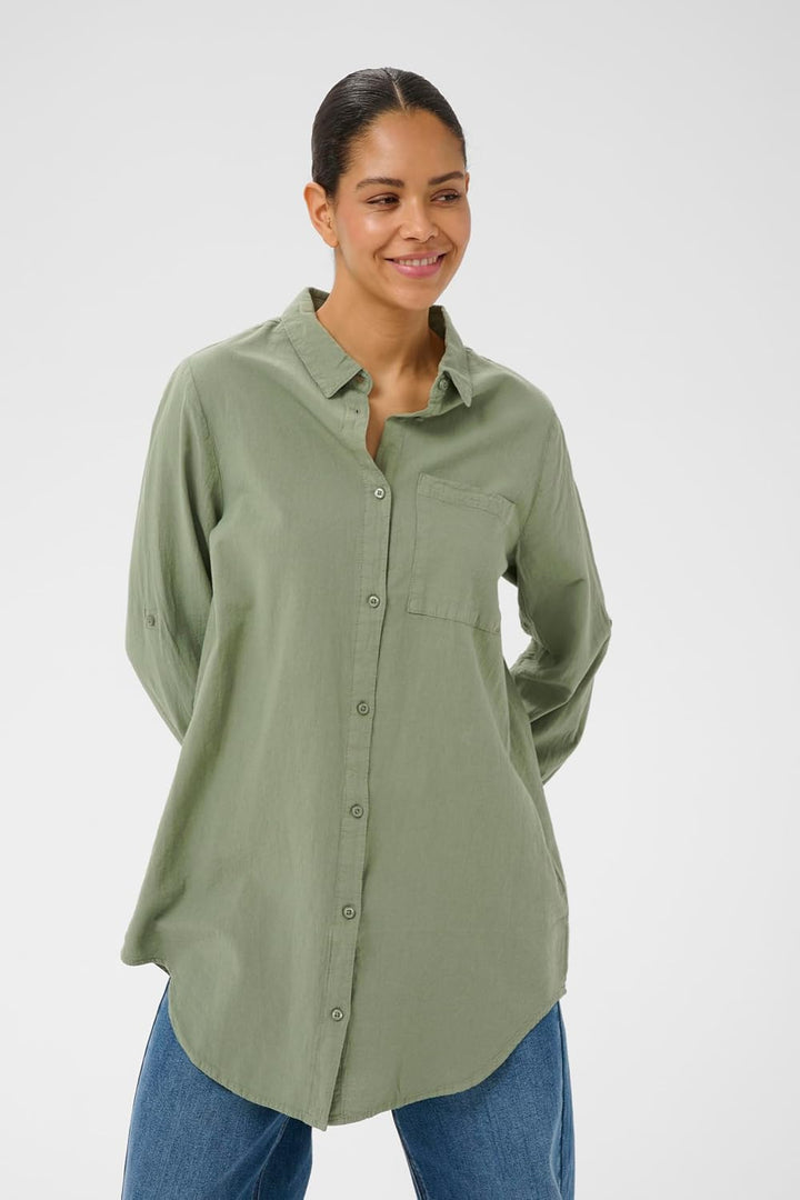 KAFFE Damen Langarm - Hemd KAnaya Damen Hemd Langarm Kragen Lang Casual Hemdbluse Lange Ärmel