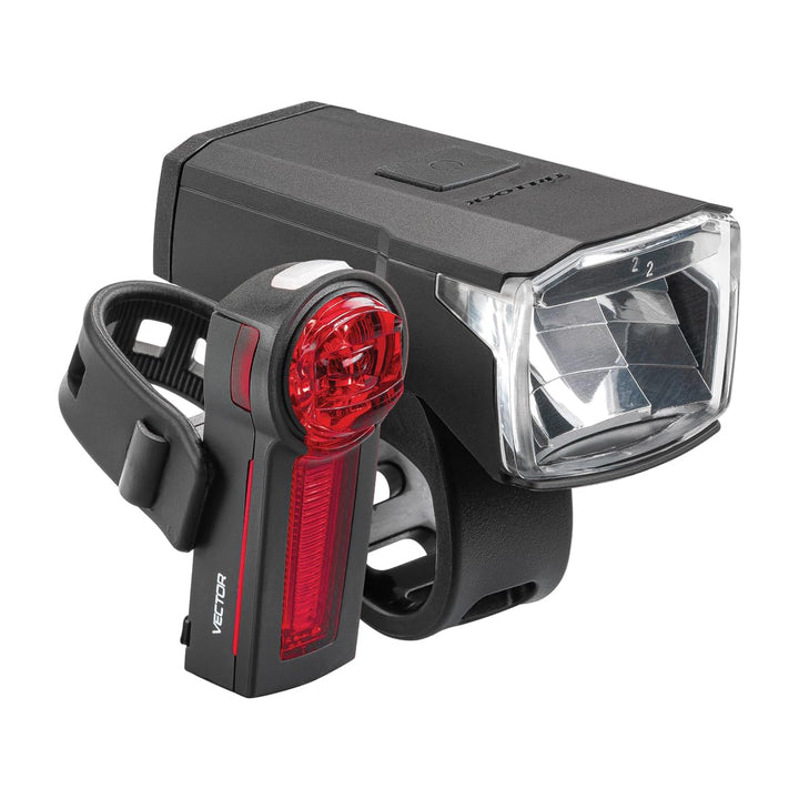 TRELOCK Fahrradlichtset LS 440 LIGHTHAMMER 40 LUX + LS740 Rücklicht – USB Ladefunktion – 60 m Sichtw