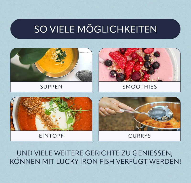 Das Original Lucky Iron Fish Ⓡ verleiht Ihren Speisen und Getränken sauberes, sicheres Eisen. Eine A