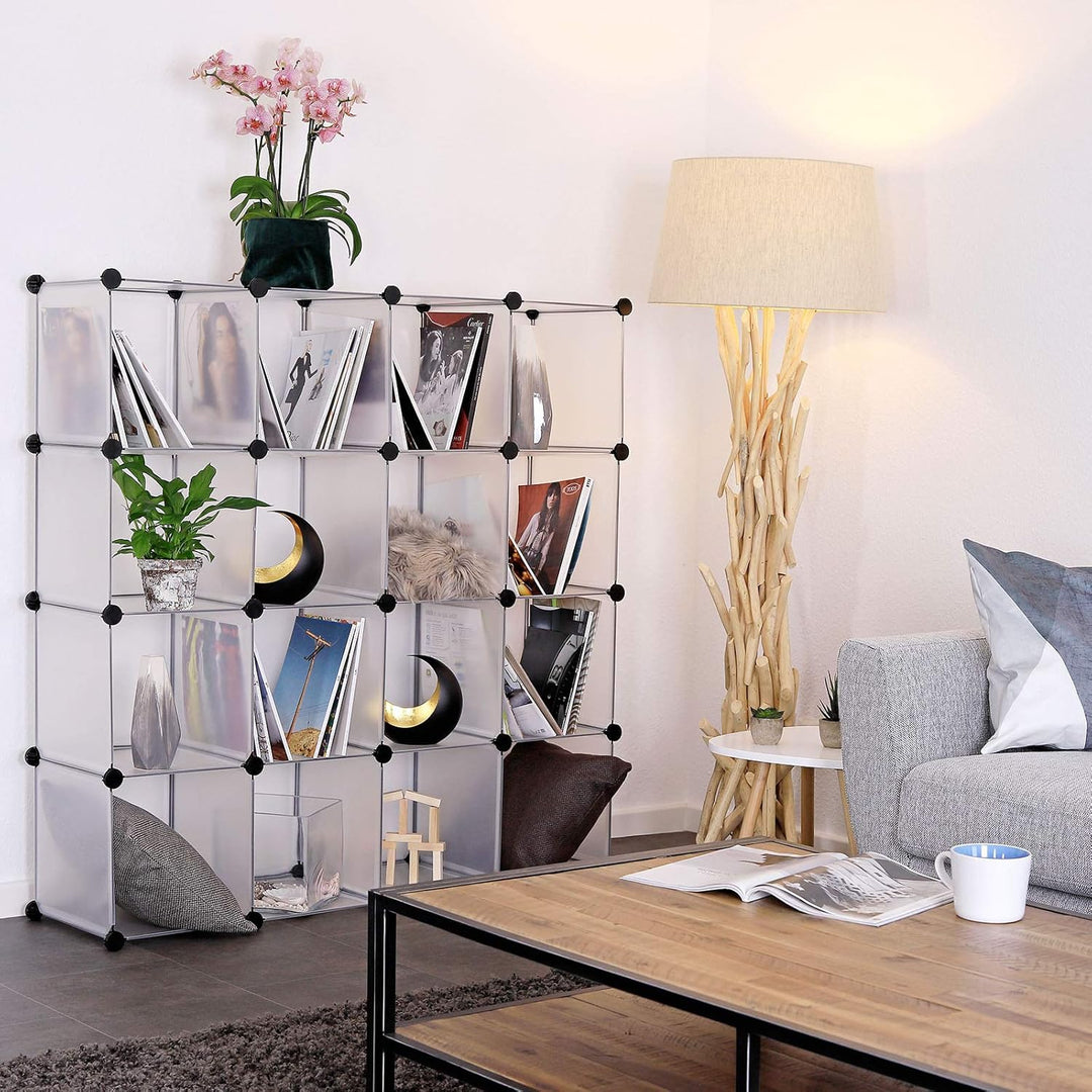 dibea Steckregal aus Kunststoff Schuhregal Aufbewahrungsregal modulares System, mit 16 Fächern á 30x