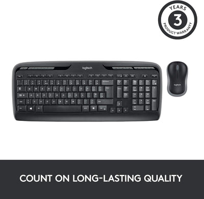 Logitech MK330 Kabelloses Tastatur-Maus-Set, 2.4 GHz Verbindung via Unifying USB-Empfänger, 4 progra