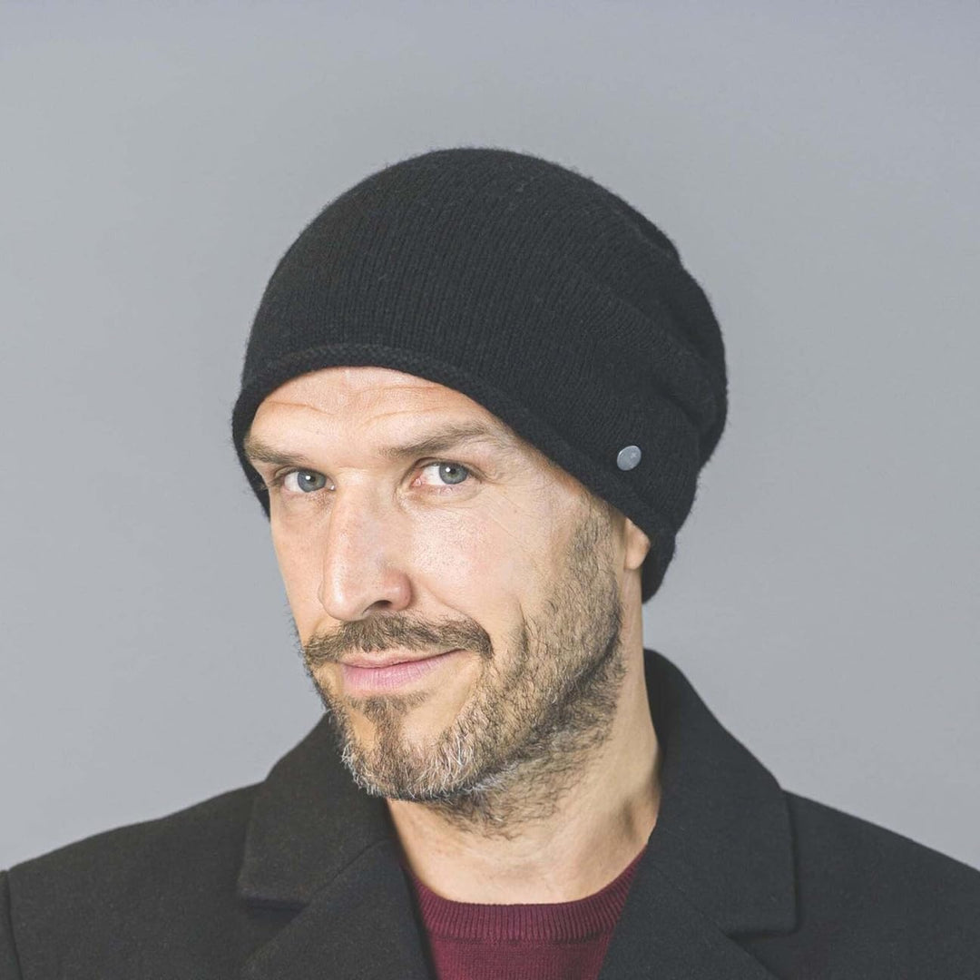 LIERYS Merino Kaschmir Beanie Damen/Herren (Länge: 26 cm) - Oversize-Mütze mit Merinowolle und Kasch