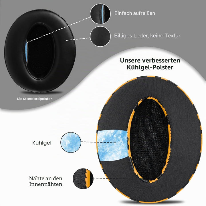 SOULWIT Kühlgel Ersatz Ersatzpolster Ohrpolster für Sennheiser HD 4.50BT/HD 4.50BTNC/HD4.50SE/HD4.40