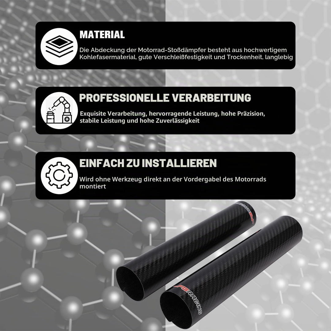JFG RACING 190 mm Motorrad Vorderradgabel Abdeckung,1 Paar Motorrad Gabelabdeckung Kohlefaser,Verste