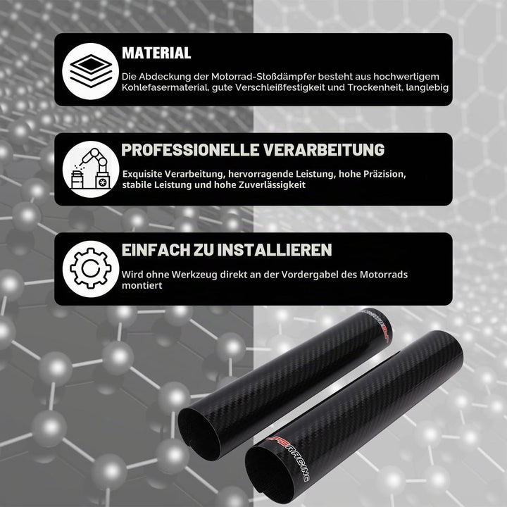 JFG RACING 190 mm Motorrad Vorderradgabel Abdeckung,1 Paar Motorrad Gabelabdeckung Kohlefaser,Verste
