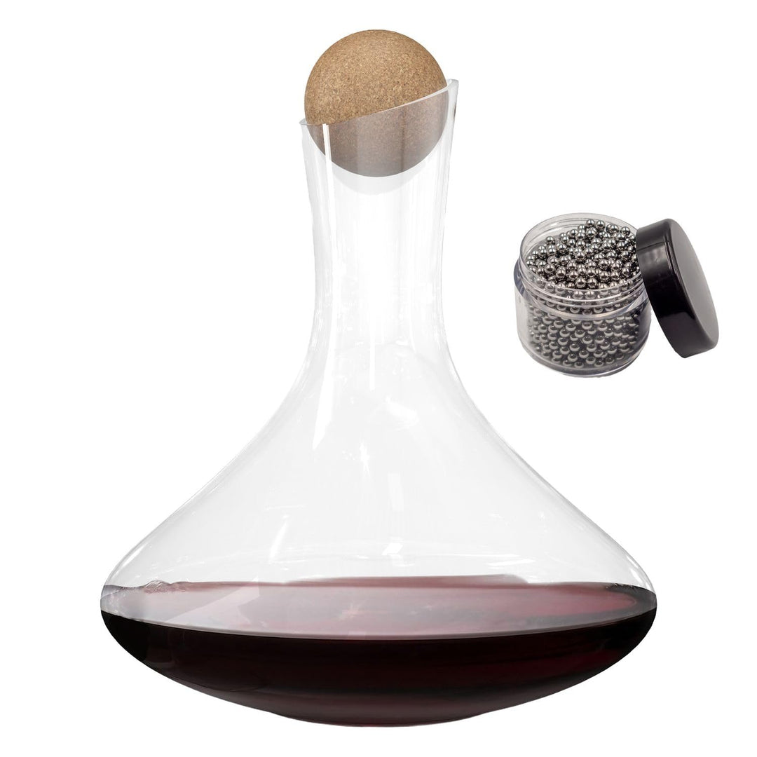 Intirilife Glas Karaffe mit 1.8 Liter für Rotwein mit Reinigungsperlen - Dekantierkapazität 750ml -