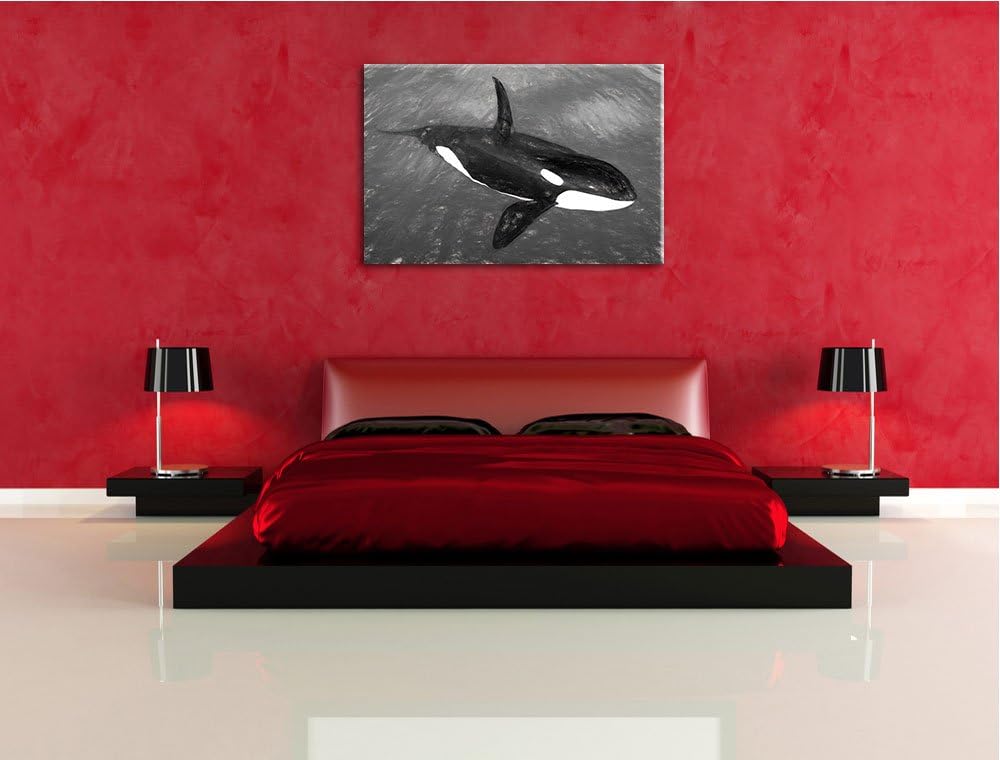 anmutiger Orca im Ozean Format: 100x70 auf Leinwand, XXL riesige Bilder fertig gerahmt mit Keilrahme