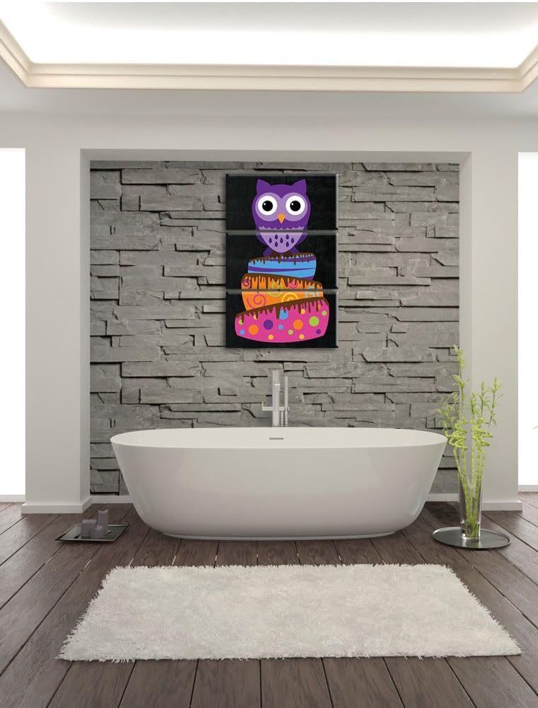 Pixxprint Eule auf Torte als Leinwandbild/Grösse: 3 Teiler (120x80) / Wandbild/Kunstdruck/fertig bes