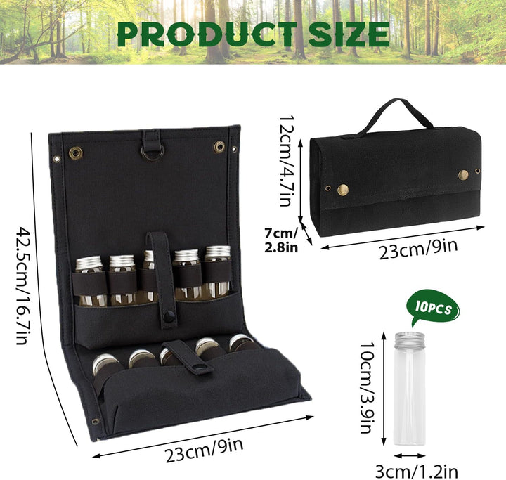 Tissting Gewürzgläser Set, 10 Pcs Gewürzstreuer Camping Outdoor Gewürztasche Camping Gewürze Set Tra