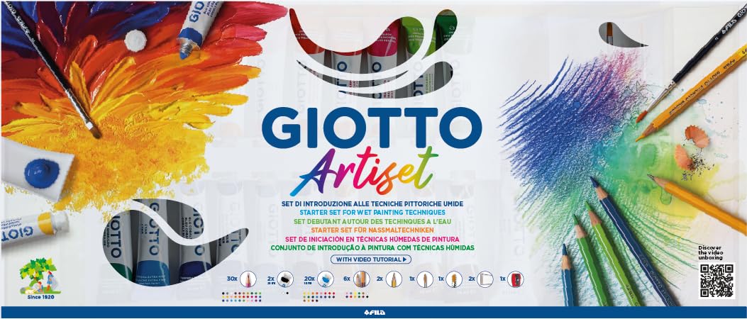 GIOTTO Artiset, Kreativset für Nassmalerei, 59-teilig Set da 65 pezzi Artiset, Set da 65 pezzi Artis
