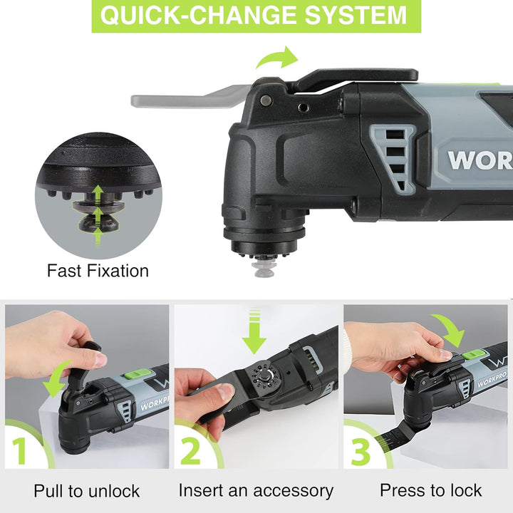 WORKPRO 300W Multifunktionswerkzeug, Oszillierende Säge mit 17 Zubehör und Aufbewahrungstasche, 7 Dr