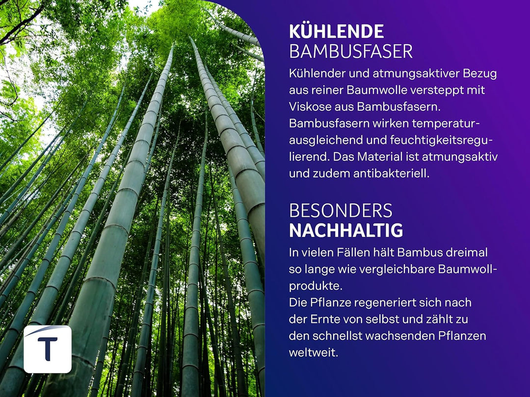 Traumnacht Bamboo Sommersteppdecke mit Bambusfasern, hypoallergenes, antibakterielle Sommerdecke 135