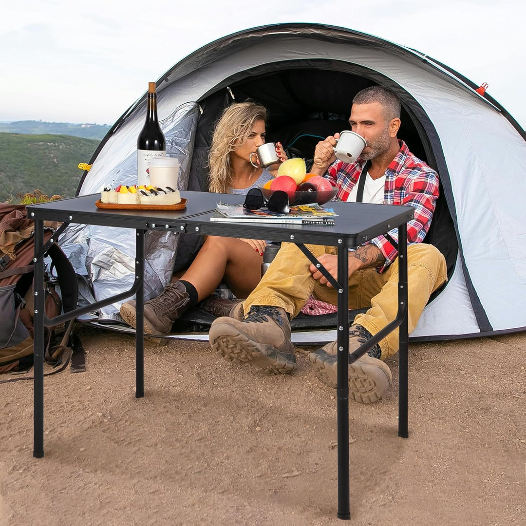 REDCAMP Faltbarer Campingtisch mit Einstellbarer Höhe, Leichter Tragbarer Klapptisch Campingtisch 90