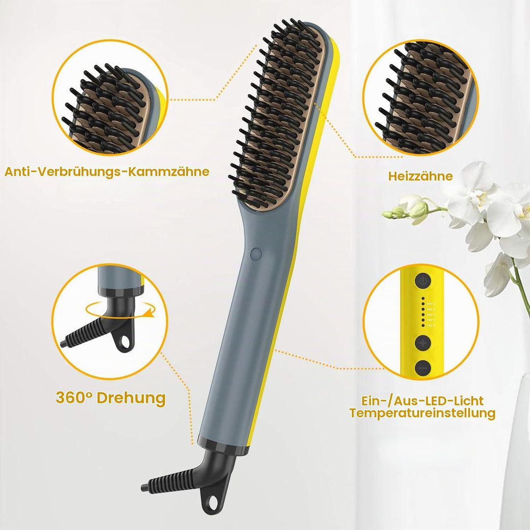 Bartglätter Kamm für Männer, Axceed 2-in1 Elektrischer Haarglätter, Prämie Ionischer Bürste 30s Schn