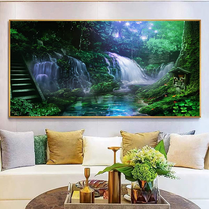 Instarry DIY 5D Diamond Painting Bilder Gross Naturlandschaft Wasserfall Wohnzimmer Dekoration 120x5