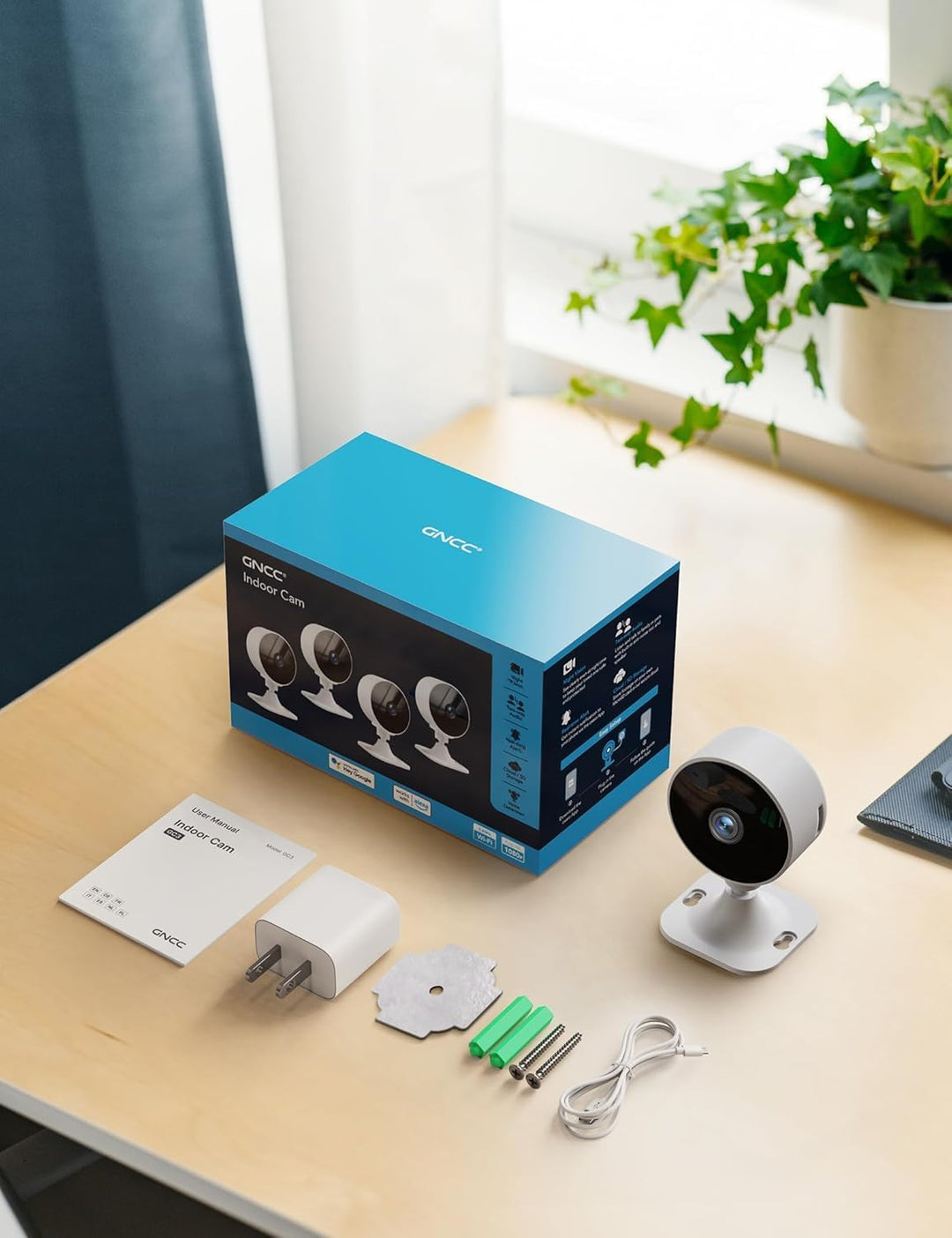 GNCC 4-Pack Überwachungskamera Innen, Haustierkamera mit App, 2.4Ghz WLAN