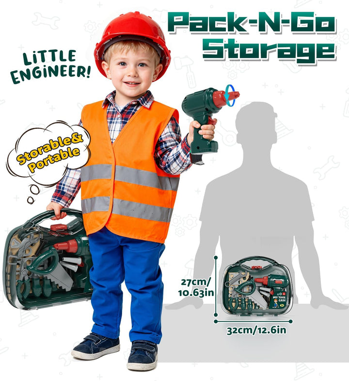 Lehoo Castle Werkzeugkoffer Werkzeug Kinder Spielzeug ab 3 Jahre, Junge Geschenke mit Bohrmaschine ＆