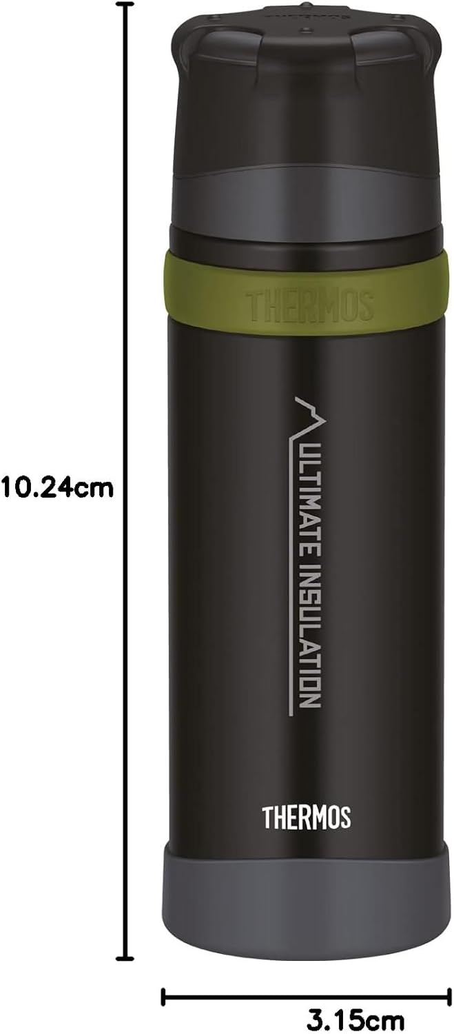 THERMOS MOUNTAIN BEVERAGE BOTTLE 0,75l, black, Thermosflasche Edelstahl mit Trinkbecher, 24 h heiss