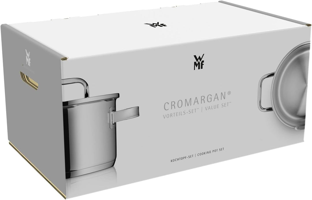 WMF Gourmet Plus Topfset Induktion 4-teilig, Kochtopf Set mit Metalldeckel, Cromargan Edelstahl matt