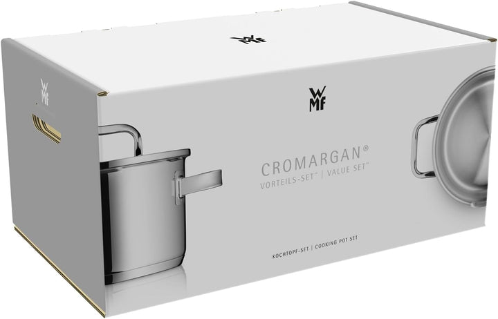 WMF Gourmet Plus Topfset Induktion 4-teilig, Kochtopf Set mit Metalldeckel, Cromargan Edelstahl matt