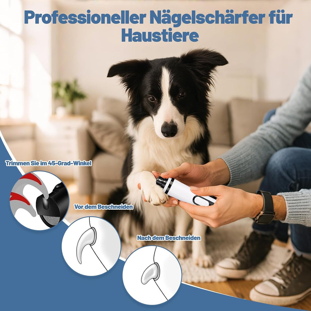 Pro Hunde Krallenschleifer - Pfotentrimmer für Hunde mit 3 Schleifköpfen, Krallenschleifer für Hunde