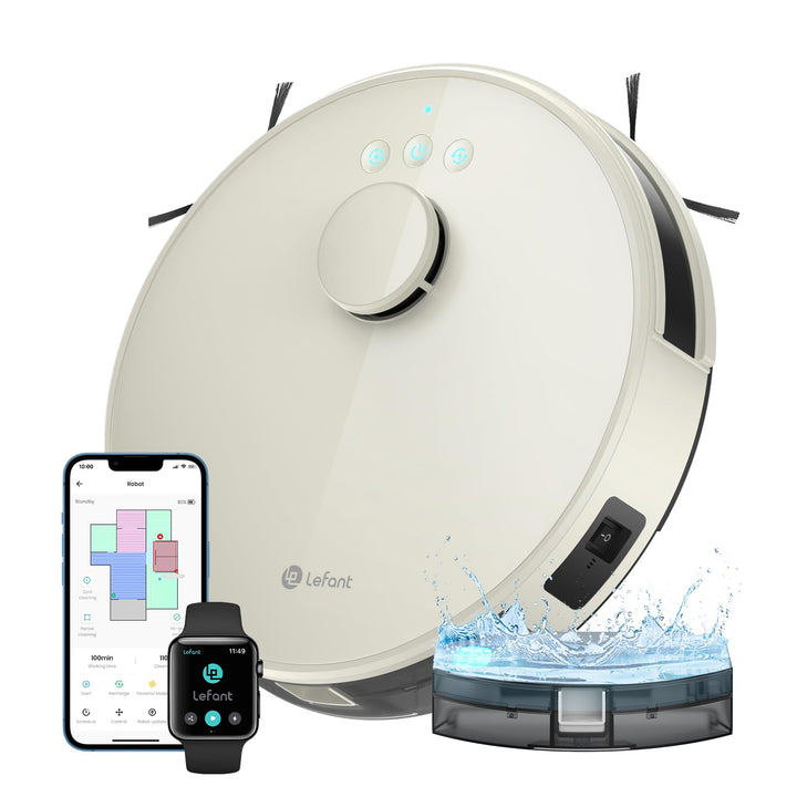 LEFANT Staubsauger Roboter, No-Go-Zonen, Saug und Wischroboter 5500 Pa Mehrstufiges Mapping, Laser N