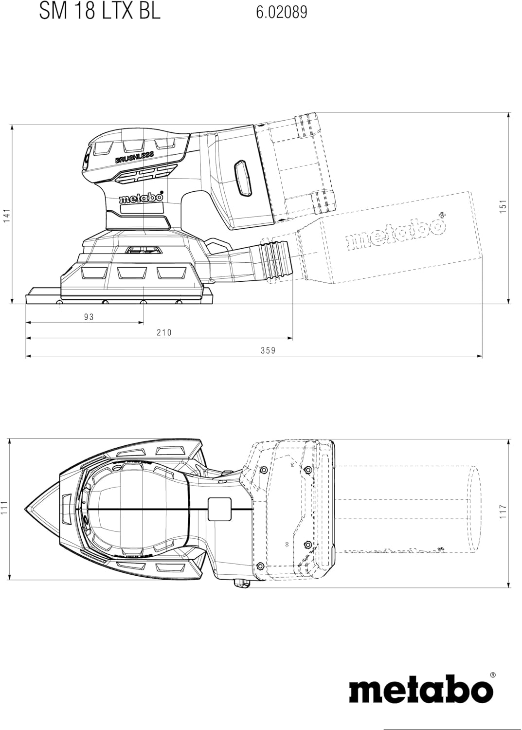 metabo Akku-Multischleifer SM 18 LTX BL - 18 V, 20.000 /min Schwingzahl - Brushless Motor, Dreieck-/