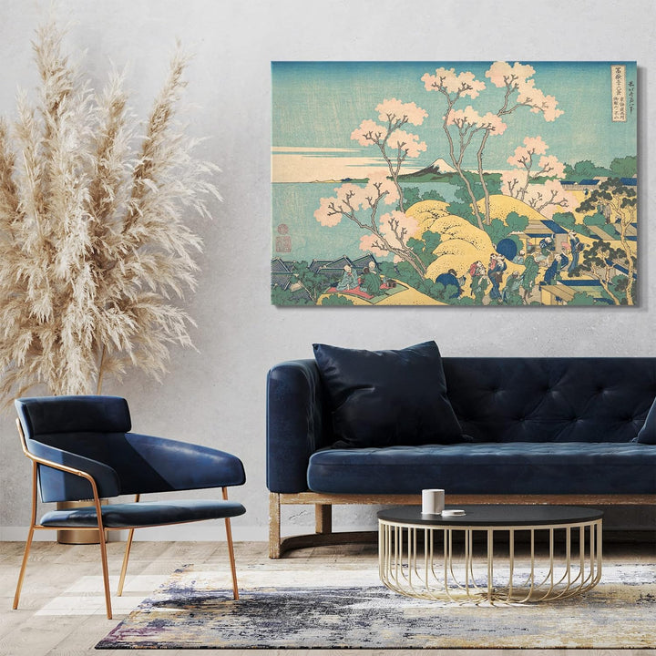 Printed Paintings Leinwand (80x60cm): Katsushika Hokusai - Fuji von Gotenyama am Tōkaidō bei Shin 80