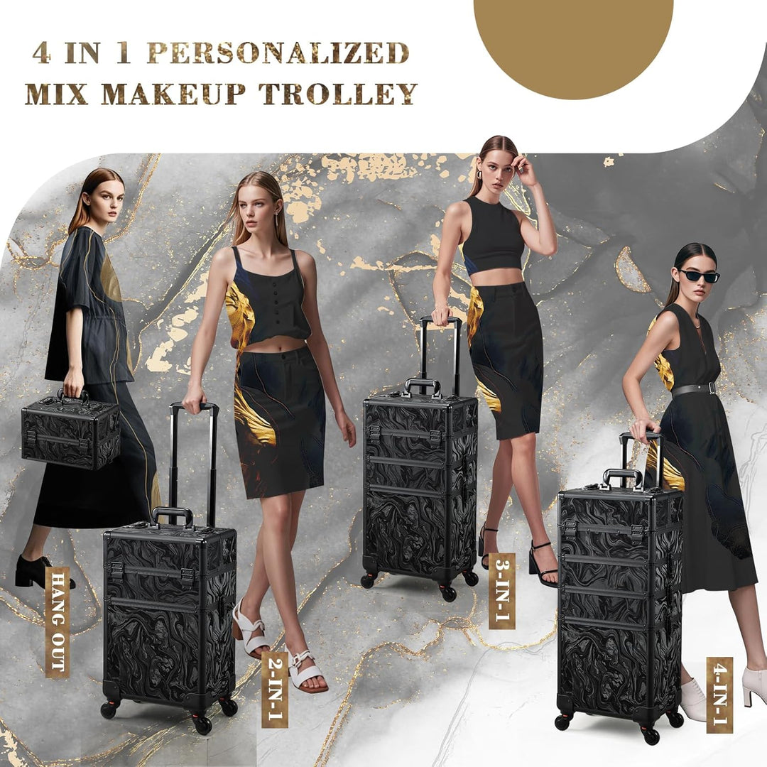 Kosmetikkoffer Trolley 4-in-1 Kosmetikkoffer Gross Kosmetik Trolley Make up Koffer Schminkkoffer mit