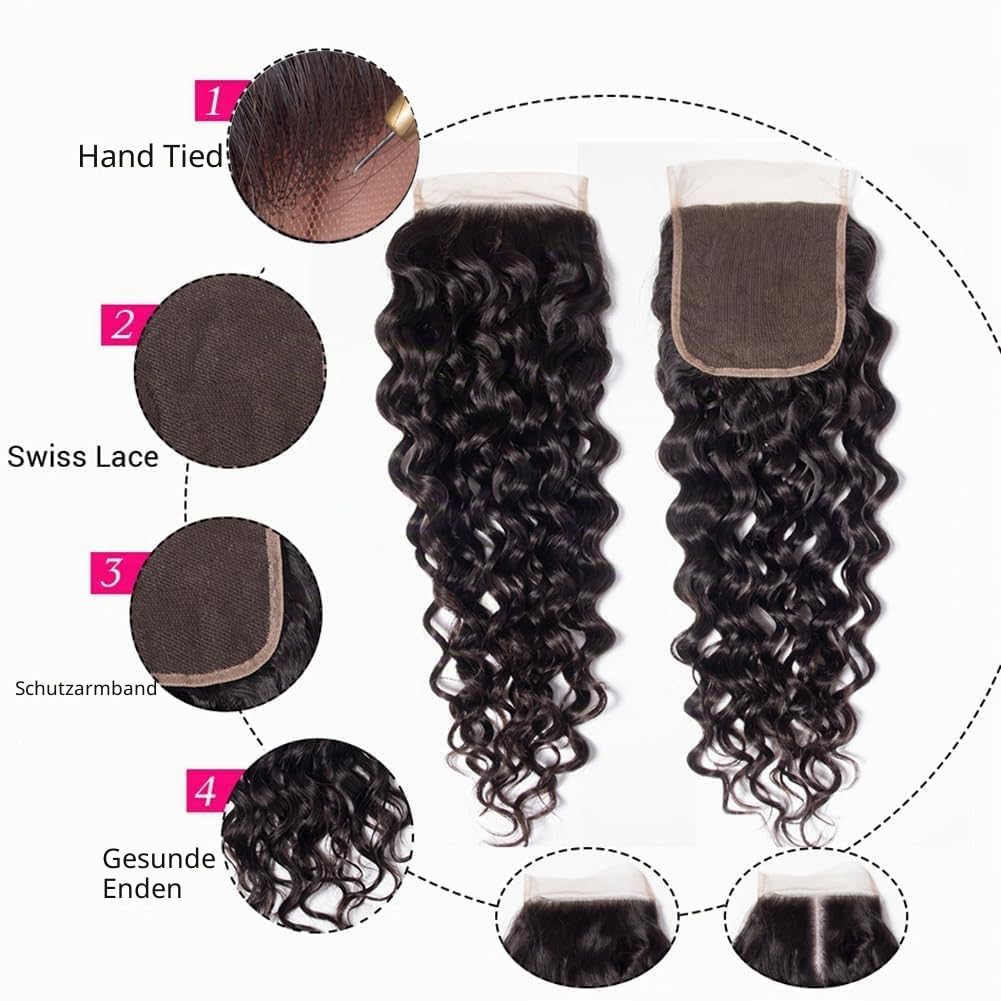 Yavida Brazilian WATER Wave Bundles with Closure Körper Welle Bündel 10A Brazilian Human Hair Bundle