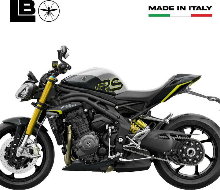 LABELBIKE 3D Motorrad Tankaufkleber kompatibel mit Triumph | Speed Triple 1200 RS 2025, Seitenschutz