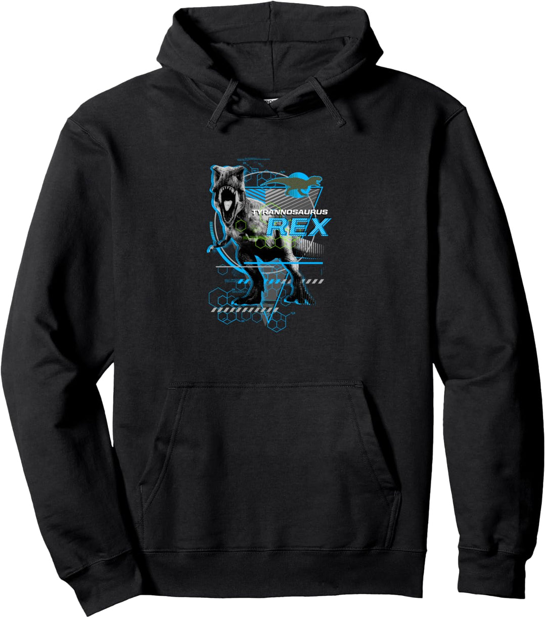 Jurassic World T-Rex Roaring Blue Triangle Pullover Hoodie