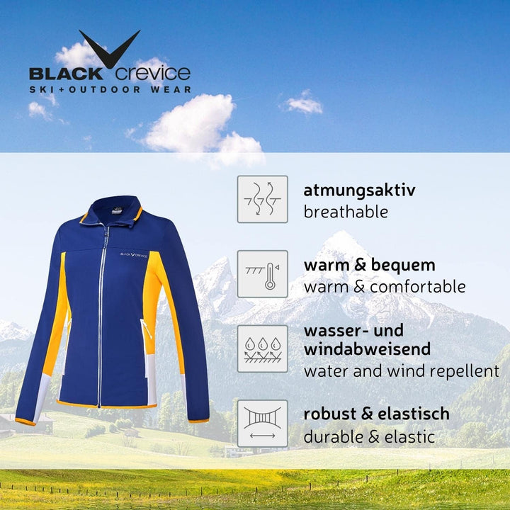 Black Crevice Damen Second Layer I Midlayer I Damen-Shirt aus funktionalem Stretch-Fleece-Material I